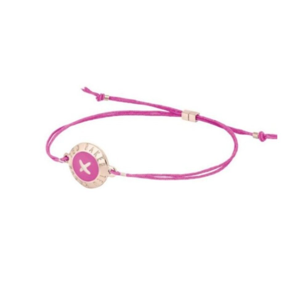Ted Baker HOT PINK Rose Gold Cord Button Bracelet